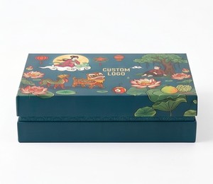 Boîte cadeau rigide avec design artistique du Festival de la Lune, en carton rectangulaire, emballage haut de gamme pour cadeaux artisanaux, impression quadricolore - Product Image 4
