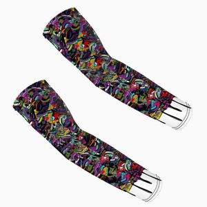 Mangas de brazo y para juegos unisex personalizadas, elásticas, sin costuras, con impresión por transferencia térmica, antibacterianas, ecológicas, de tela de seda helada. - Product Image 1