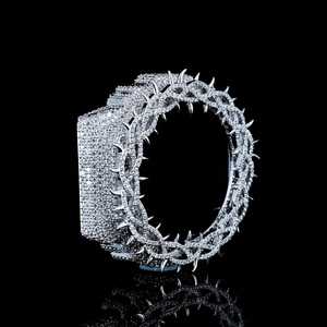 Fully Iced Out Silver Tone Crown Bezel GA2100 <b>Watch</b> Case Cover Hip Hop Jewelry for <b>Men</b> Women - Product Image 2