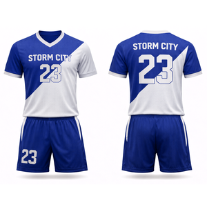 Uniforme de Fútbol Personalizado por Sublimación, Camiseta y Pantalones Cortos de Fútbol, 100% Algodón, Transpirable, de Secado Rápido, Conjunto de Equipo Unisex, Servicio OEM Digital - Product Image 2