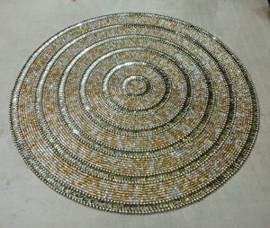Handmade Luxury Eco-Friendly Solid Round Needlework <b>Beaded</b> Seed Bead <b>Placemats</b> for Home Office - Product Image 1