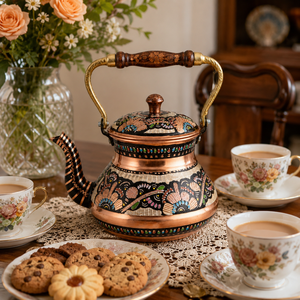 Handmade Turkish Copper <b>Tea</b> Kettle Pure Copper <b>Tea</b> Pot Traditional Wooden Handle Enamel Teapot OEM ODM Wholesale Manufacturer - Product Image 3