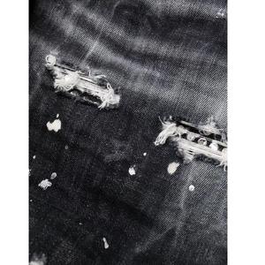 Jeans Slim de Mezclilla Negra para Hombre, Transpirables, de Algodón, con Rasgaduras, Cierre de Botón y Cremallera, 5 Bolsillos, Primavera, OEM - Product Image 3