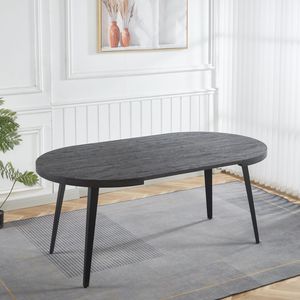 Tavolo da Pranzo con Gambe in Metallo Estensibili e Piano in MDF, per Uso Caffetteria o Ufficio, Disponibile in Colore Nero nelle Misure 100/140/180x100x75cm - Product Image 4