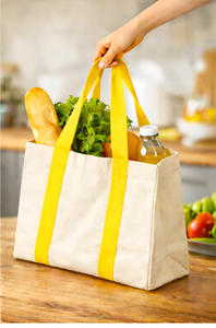 Grand sac de plage en toile de coton – Sac de courses réutilisable et écologique avec logo personnalisé - Product Image 3