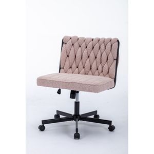 Modern Armless <b>Desk</b> Chair with Criss Cross Leg Wide Seat Home Office Work Meditation Wheels Included for Office Environment - Product Image 6