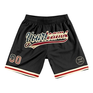 Shorts de basketball vintage noirs personnalisés avec drapeau américain authentique, vente en gros directe OMMIZ INDUSTRY - Product Image 1
