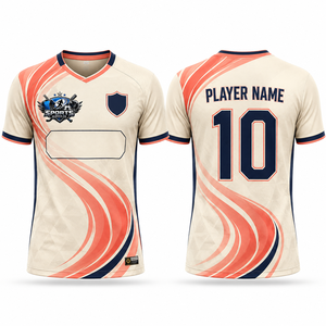 Maillot de football d'entraînement personnalisé avec logo et numéro, impression par transfert thermique, tissu en micro-mesh polyester, confortable, approvisionnement en gros - Product Image 1