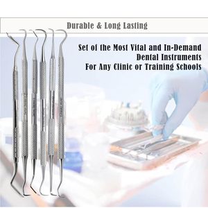Professional 6 Pieces Dental Tartar Scraper Tool Kit | Double Ended Plaque Remover & Tooth Cleaning Pick Set for Home Use - Product Image 4