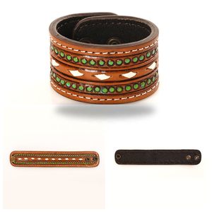 Western Rawhide <b>Leather</b> <b>Bracelet</b> Handmade Cowgirl Wrap <b>Bracelet</b> Adjustable Fashion Jewelry - Product Image 4