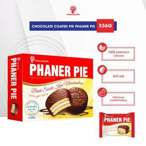 Tarte au chocolat enrobée de sucre naturel PHANER PIE 336G, moelleuse avec biscuits guimauve, vente chaude, emballée en boîte, en vrac du Vietnam - Product Image 6