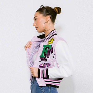 Manufacturing 100% Top Quality Custom Color Women Varsity Jacket With Chenille Embroidered <b>Patches</b> Jacket For Women - Product Image 5