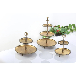 Support à gâteau en métal à 2 niveaux, plaqué or, forme ronde, pour mariage, anniversaires, décoration de table, lot de 3 - Product Image 4
