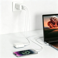 Chargeur GaN 65W PD avec prise US/UK/EU, 2 ports Type-C + 1 port USB-A, ignifuge, charge rapide à basse température, approuvé FCC CE UKCA