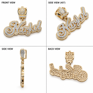 Custom VVS Moissanite Diamond Cursive Letter Pendant with Soccer S925 <b>Silver</b> 9k 10k 14k 18k Solid Gold Iced Out <b>Charms</b> Pendants - Product Image 2