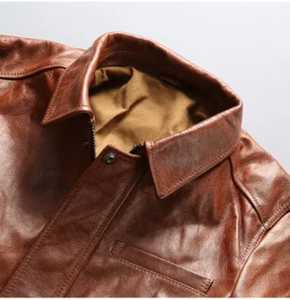 Custom Unisex Genuine Leather <b>Jacket</b> for <b>Men</b> 2026 Wholesale Vintage Style Breathable Coated Fabric ODM Supply - Product Image 2