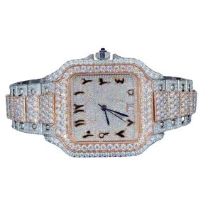 Montre rectangulaire de luxe en or et argent, cadran orné de diamants, chiffres romains, montre-bracelet élégante, cadeau de bijoux haut de gamme - Product Image 1