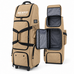 Sac de rangement portable pour équipement de baseball, grand sac de voyage à roulettes avec design personnalisé et poches zippées - Product Image 1