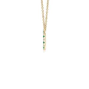 14K <b>Gold</b> Natural Green Emerald and Diamond Open Circle Eternity <b>Pendant</b> IGI certified Top Quality Handmade Fine Jewelry <b>Pendant</b> - Product Image 3