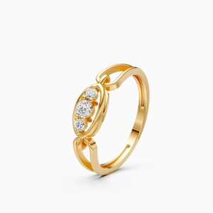 แหวนเพชรทรงกลม 0.15 กะรัต ผลิตในห้องปฏิบัติการ ประดับเพชรสามเม็ด ด้วยทอง 9K สีเหลือง ขาว และโรสโกลด์ - Product Image 1