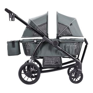 Passeggino Carrozzina Pieghevole a 2 Posti per Ogni Terreno con Tettuccio e Organizer per Genitori - Product Image 1