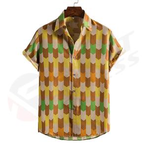Camisa Tropical de Manga Corta Casual para Hombre, con Botones, Tejido Satinado, Teñido, para Vacaciones de Verano en la Playa, 280gsm - Product Image 6
