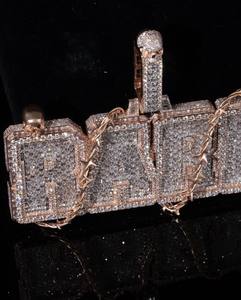 Baguette personnalisée Thorn Birds avec lettre initiale en Moissanite, plaqué or rose et rhodium, en argent sterling 925, tendance, unisexe, pour usage quotidien - Product Image 6