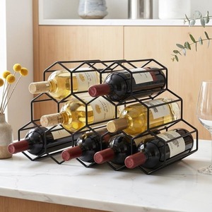Porte-bouteille à vin en métal incurvé moderne, support élégant pour une seule bouteille, à poser sur table - Product Image 6