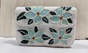 Bolsos de mano blancos con cuentas, bolsos de lujo para mujer, bolsos de mano tipo clutch para fiesta - Product Image 4