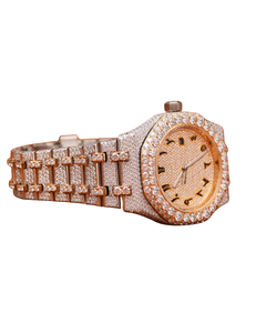 Montre de luxe tendance en or blanc entièrement sertie de diamants VVS Moissanite à cadran numéroté, style hip-hop personnalisé avec bracelet - Product Image 2