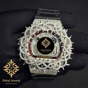 นาฬิกาข้อมือ Pahal Jewels รุ่น Sapphire Crystal Analog สำหรับผู้ชาย ตัวเรือนสี่เหลี่ยมสแตนเลสสตีลหรูหรา ขนาด 41 มม. ระบบควอตซ์ สายโมอิสซาไนต์ ออโต้ - Product Image 1