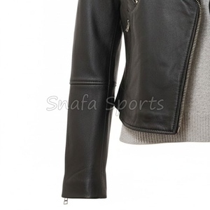Classic Quilted Shoulder Short Leather <b>Jacket</b> for Women Genuine <b>Sheepskin</b> Soft Feel Outerwear Leather <b>Jacket</b> - Product Image 4