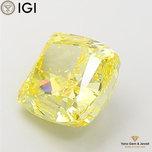 Coussin carré de 7,01 carats avec certificat IGI, diamant de laboratoire CVD, couleur jaune vif fantaisie, clarté VS1, pour bague élégante - Product Image 4