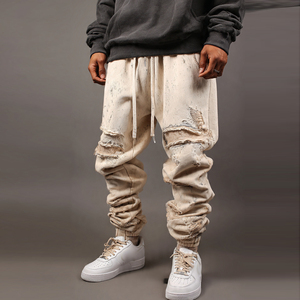 Pantalones de chándal de alta calidad para hombre, estilo jogger, desgastados, con cordón en la cintura, para invierno - Product Image 2