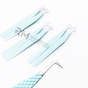Pince à cils RABIAMIRAAL INDUSTRIES en acier inoxydable, pointe lisse, outils de précision, revêtement poudré bleu clair, pointe argentée - Product Image 4