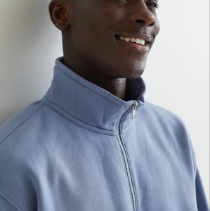 Sudadera de Hombre Azul Claro Sólido con Cierre de Cremallera, 100% Algodón, Manga Larga, Informal, para Invierno - Product Image 2