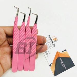 Pinzas profesionales de Extensión de pestañas de acero inoxidable con revestimiento rosa con punta puntiaguda sostenible para Aplicación de pestañas - Product Image 6