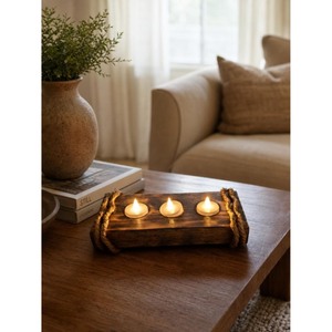 Handmade Wooden Rectangular <b>Tea</b> <b>Light</b> <b>Holder</b> Eco Friendly Heat Resistant Durable Home Decoration for Christmas & Birthday - Product Image 1