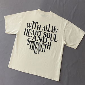 T-shirt décontracté pour homme 100 % coton, coupe oversize, col en V, 180 g, motif uni, infroissable, respirant, écologique, séchage rapide, sérigraphie - Product Image 2