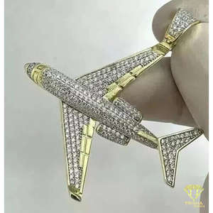 Colgante Urbano de Hip Hop con Diseño de Avión a Reacción, Moissanita VVS, Plata 925, Certificado GIA, Unisex, con Múltiples Opciones de Chapado - Product Image 5