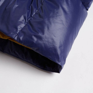 Men's Blue Hooded Puffer <b>Jacket</b> With <b>Yellow</b> Lining Zipper Closure Casual Winter Coat Slim Fit Polyester Wadding Windproof - Product Image 3