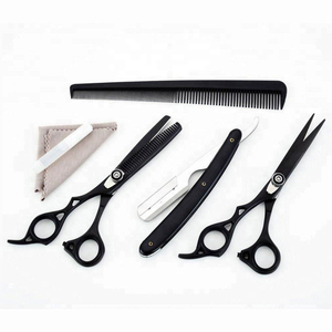 Ensemble de ciseaux de coiffure professionnels pour barbier avec ciseaux à effiler, peigne, acier inoxydable, pour hommes, outils de coiffure, logo personnalisé - Product Image 4