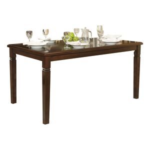 6pc Espresso Finish Wood Transitional Style Dining Furniture <b>Set</b> Including <b>Table</b> <b>Bench</b> & 4 Side Chairs Fabric Upholstered Seat - Product Image 3