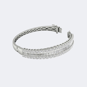 8.632CTW Lab Grown Round Channel Pave Diamond Gold Plated for Certified Women's Bangle Cuff <b>Bracelet</b> - Product Image 4