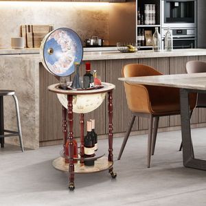 Porte-bouteilles à vin en bois de style italien de 17 pouces avec roulettes, solution de rangement pratique et élégante - Product Image 2