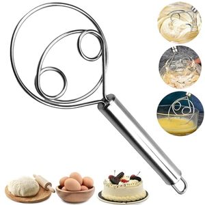 Batidora de masa multifuncional de acero inoxidable sin esfuerzo con orificio para colgar, varilla mezcladora duradera que ahorra tiempo, herramientas de repostería, batidor de huevos - Product Image 1