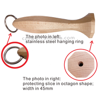 Tige d'affûtage en céramique blanche anti-casse écologique 16 mm Mohs 9 pour boucher, avec manche en bois de hêtre et anneau de suspension en acier inoxydable