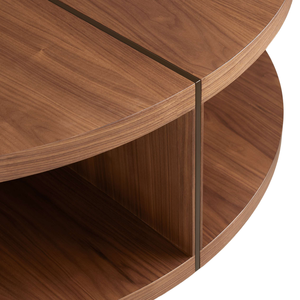 Mesa de Centro Redonda Moderna y Minimalista de Madera de Teca Sólida con Elegante Estante Abierto para Almacenamiento, Mueble Ahorrador de Espacio para Sala de Estar - Product Image 5