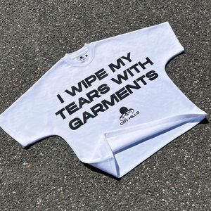 เสื้อยืดโอเวอร์ไซส์สีขาวสำหรับผู้ชาย พิมพ์ลายกราฟิก สตรีทแวร์ คอกลม แขนสั้น ผ้าคอตตอนเจอร์ซีย์ 100%  รับสกรีนโลโก้ตามแบบ - Product Image 2