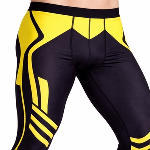 Leggings de compression pour hommes, respirants, en spandex/polyester, longueur intégrale, taille élastique, légers, ajustement compressif pour l'entraînement physique - Product Image 5